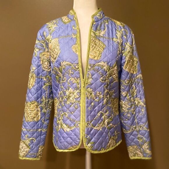 Silkland 100% Silk Quilted Puffer  Zip Up Jacket Size Medium - Picture 2 of 9